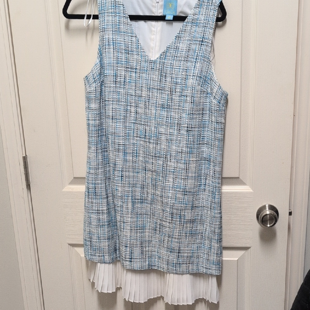 CeCe Blue and White Tweed Mini Dress